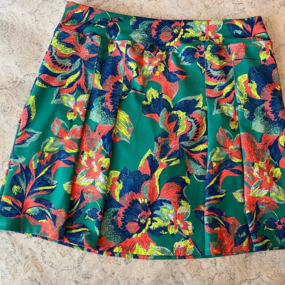 ZELOS Green A-Line Mini Skirt Resort Wear - Picture 2 of 8
